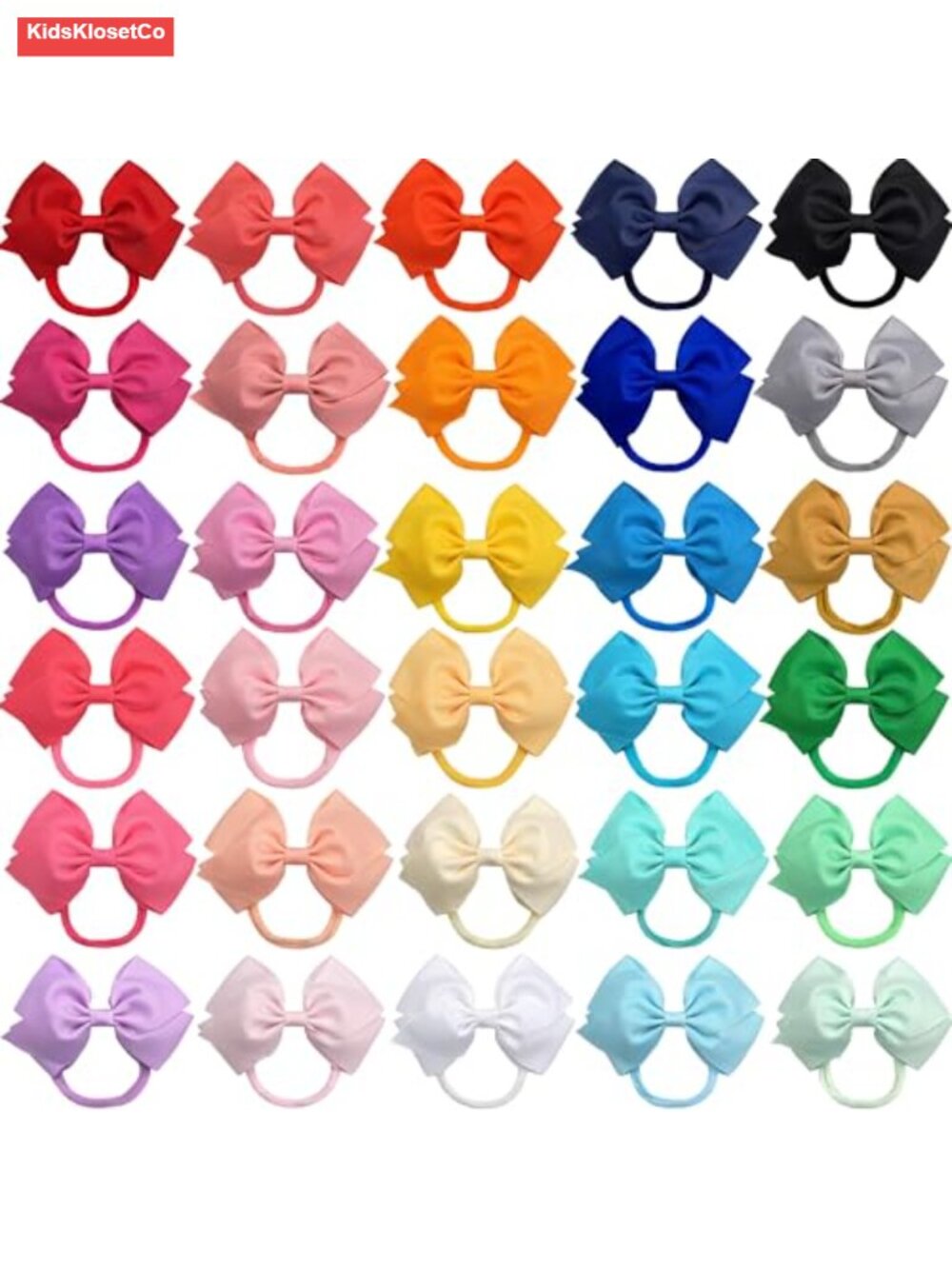 30 Pack 5" Nylon Hair Bows Headbands for Baby Girls